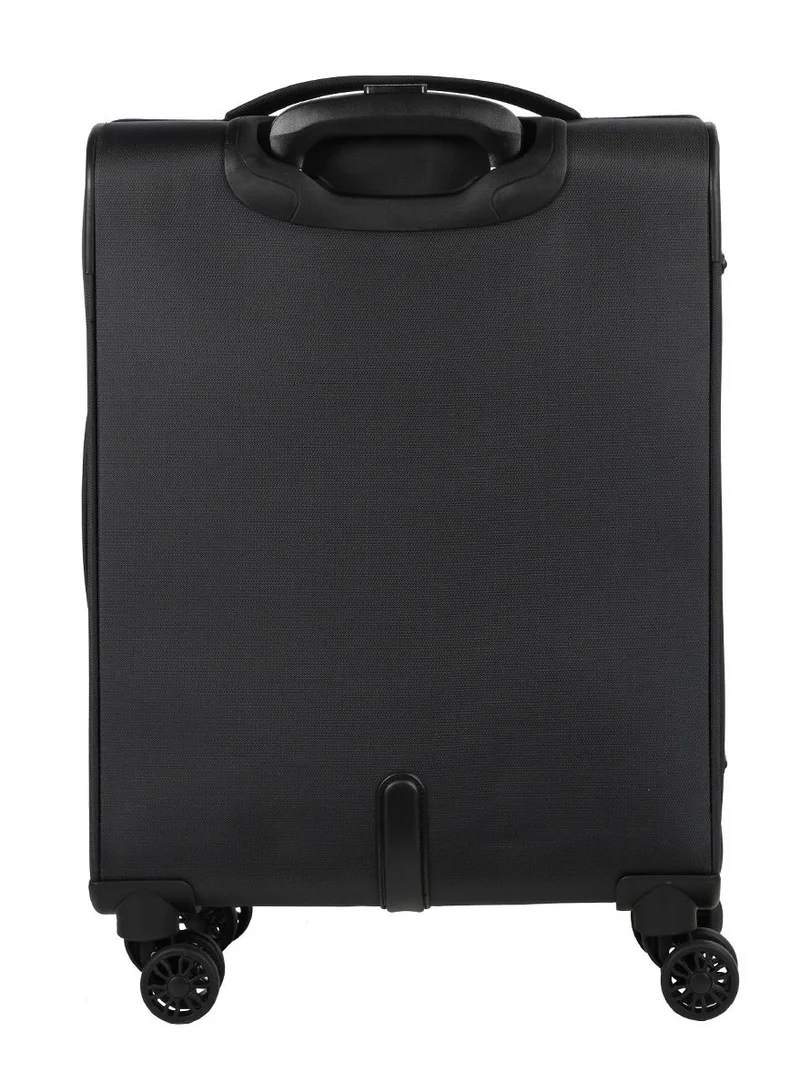 AMERICAN TOURISTER  Majoris + Suitcase, Cabin Size 59 cm, 4 Spinner Wheels, Soft Top, 100% Polyester, Black|Corner Guards|Multi Front Pocket|TSA Combination Lock|Expandable|Retractable Aluminum Handle - 3 Years International Warranty  | Best Price UAE